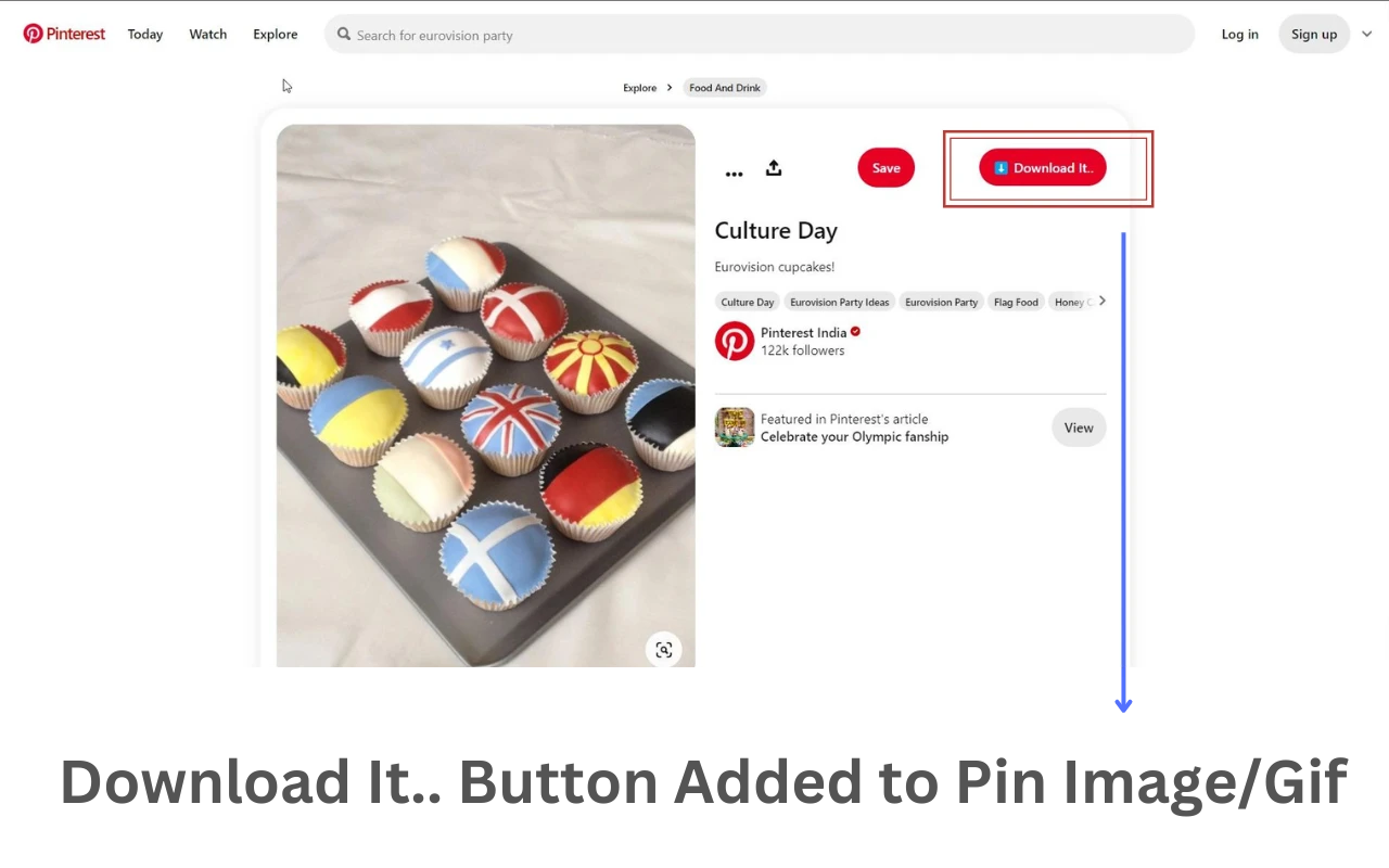 Download button added without login to pinterest